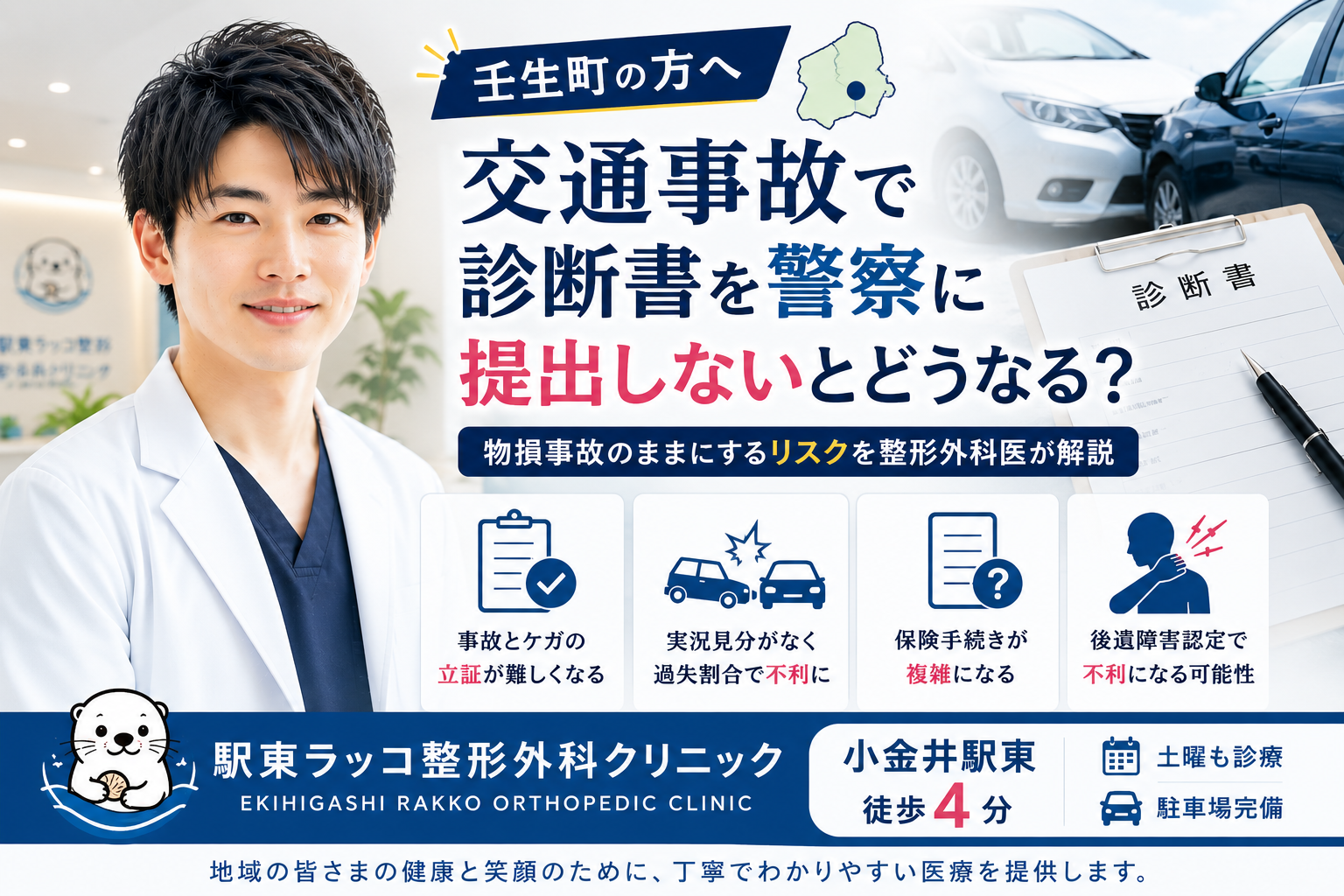 壬生町の方へ|交通事故の診断書を警察に出さないとどうなる?物損事故のままにするリスクの話