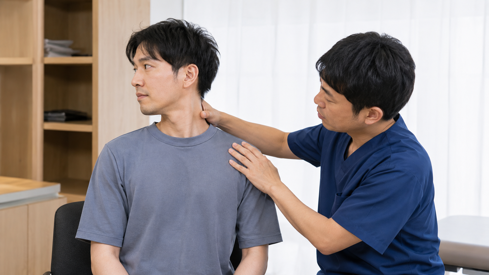 首と神経の診察を行うイメージ