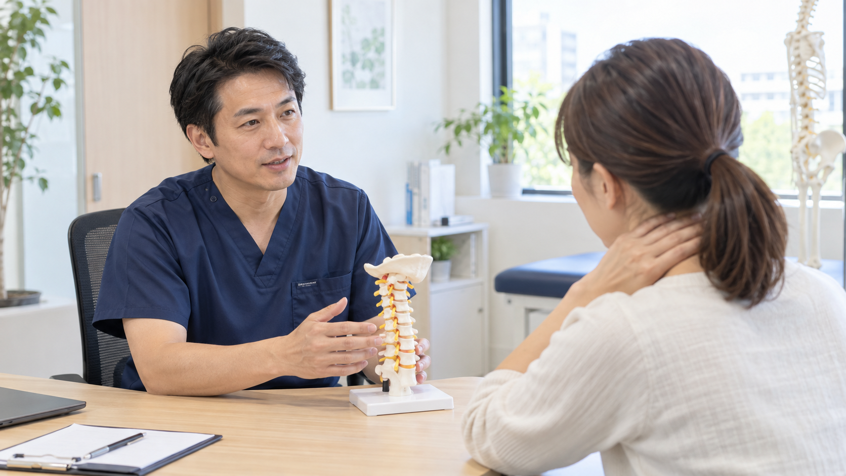首の痛みについて整形外科で相談するイメージ