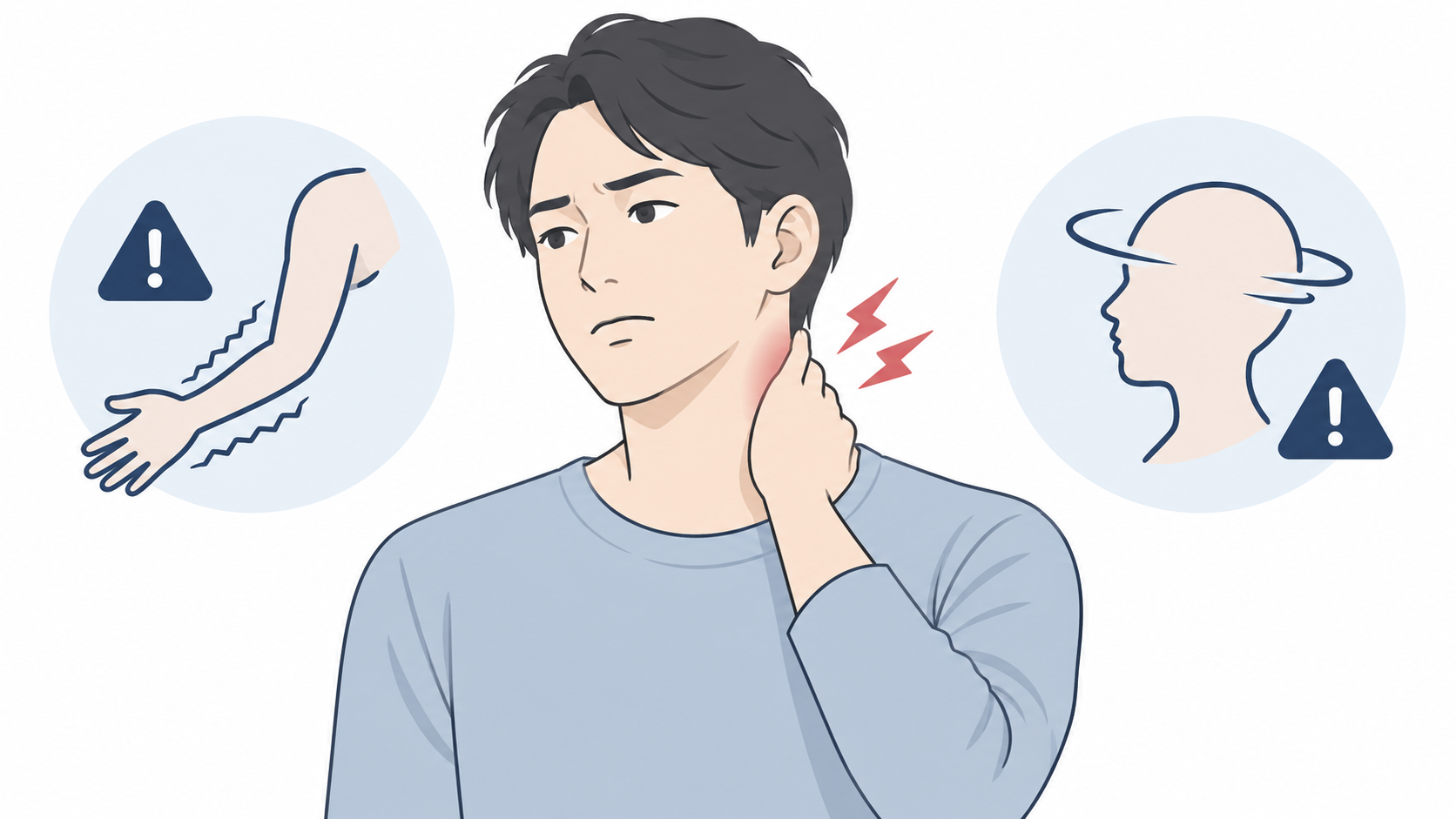 首の痛みで早めの受診が必要な危険サインのイメージ