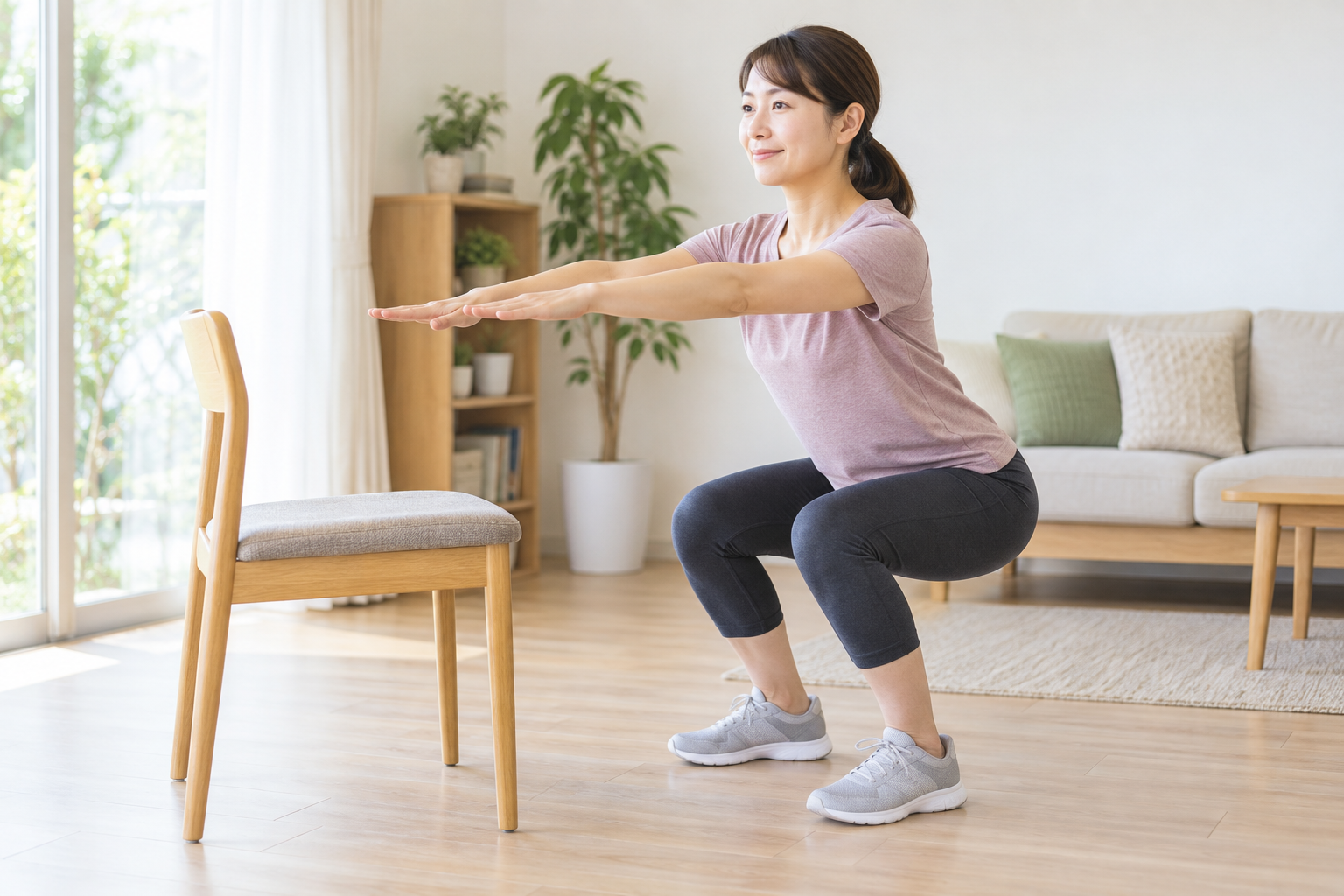 腰に負担をかけにくいスクワットのイメージ